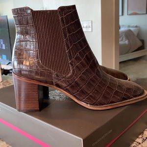 Vince Camuto brown crocodile booties. Size 9. Never worn. Fits true to size